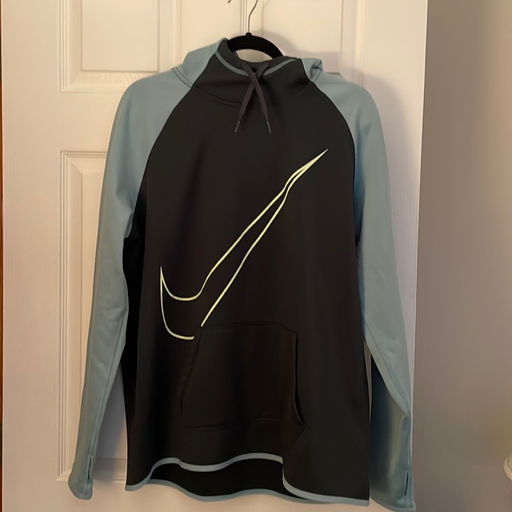 Nike Dri-Fit hoodie, two-tone green.